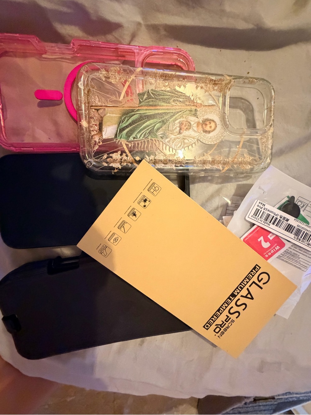 Transparent Religious Graphic Phone Case with Gold Accents - Clear